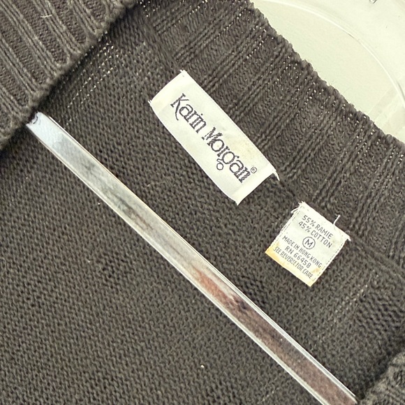 Vintage Karin Morgan Black Open Front Cardigan with Large Sequins  - Size Medium - Picture 2 of 9